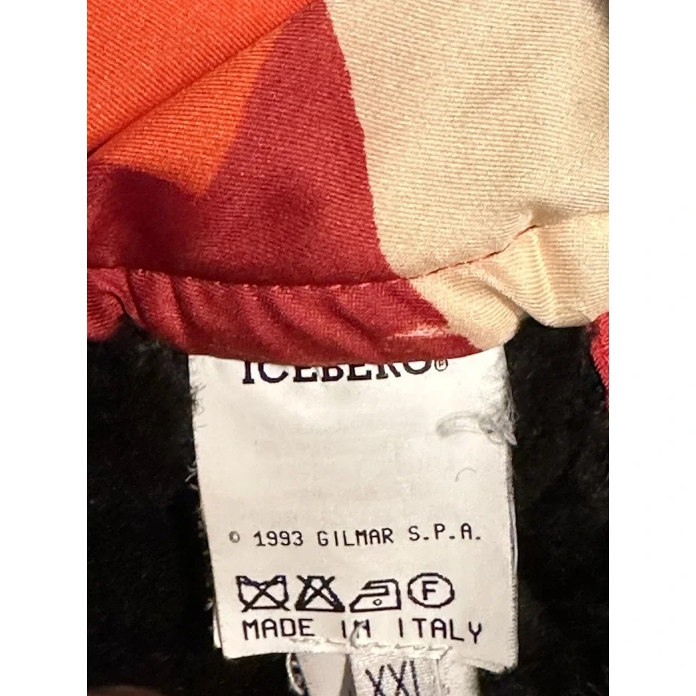 Vintage Iceberg Bugs Bunny Leather Wool Jacket 90s Made Italy Looney Tunes XL 54